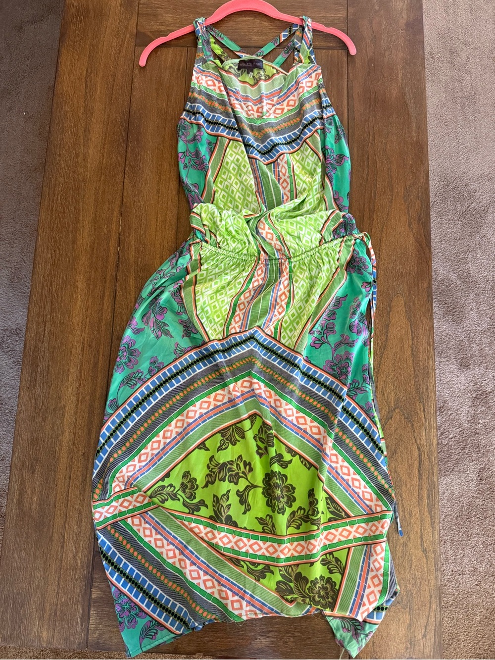 Hale Bob Green Patterned One-Piece Dress - Lightweight Summer Style